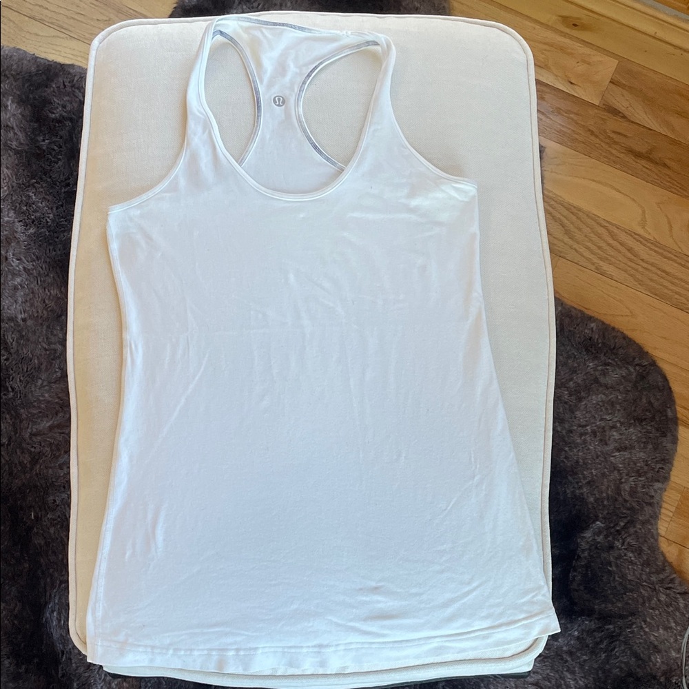 Flawed Lululemon Racerback Tank Top, white, reversible, size 8